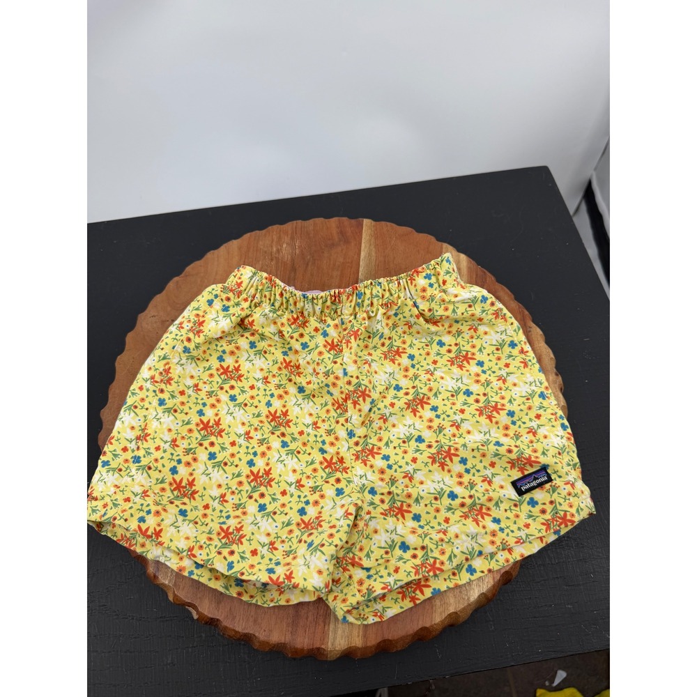 Patagonia Baggies Shorts Toddler 2T Yellow Floral Print Elastic Waist Outdoor